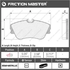 Тормозные колодки FRICTION MASTER MKD638 для автомобиля Фольксваген Транспортер 4 (70) 07.90-04.03; (70) 09.90-04.03 / Еврован 09.90-04.03