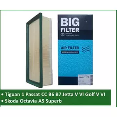 Воздушный фильтр BIG FILTER GB-9777PR Фольксваген Тигуан 1 Пассат CC B7 B8 Джетта 5 6 Гольф 5 6 Кэдди Шкода Октавия А5 2 Суперб / VW Tiguan Passat Golf Caddy Octavia Superb Yeti Audi A3 Q3 TT