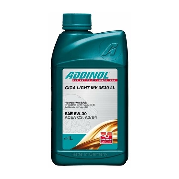 Масло моторное синтетическое ADDINOL Giga Light MV 0530 LL SAE 5W-30 1 л. - 4014766072573